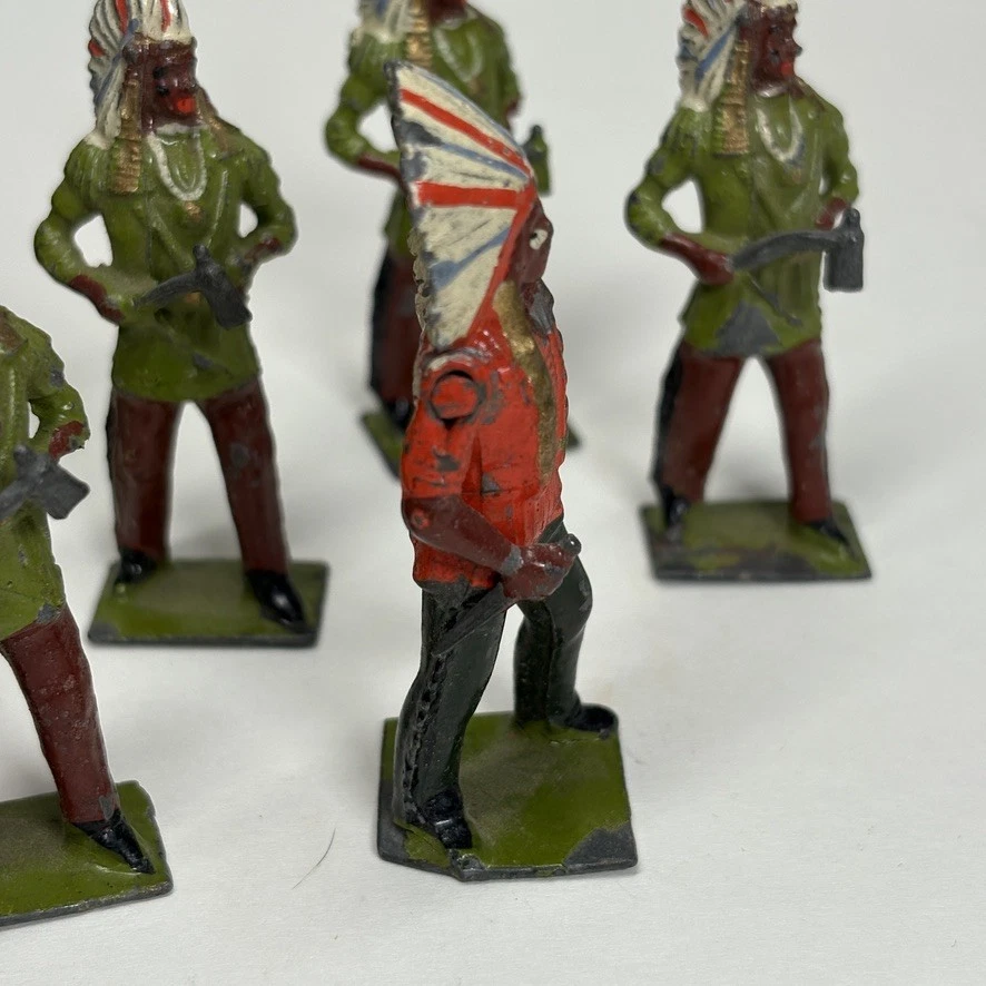 Juego de 10 figuras de juguete de plomo de guerreros nativos americanos de 2,25 pulgadas de colección británicos Foto 4 de 4
