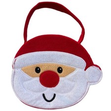Holiday Time Santa Red Felt Gift Bag with Handle 5" x 4" x 4" NWT