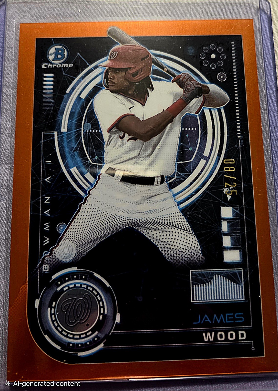 J Wood 2024 Bowman Chrome JAMES WOOD /25 Orange Refractor RC  BAI-17 Nationals