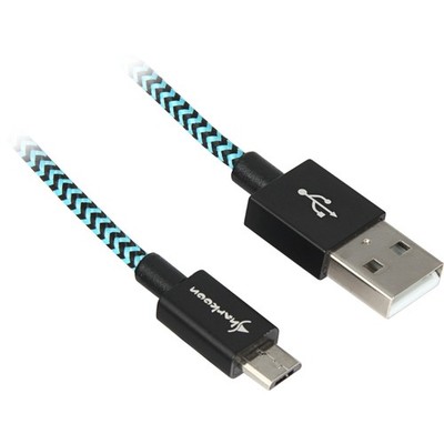 Sharkoon USB 2.0 Kabel, USB-A Stecker > Micro-USB Stecker, schwarz/hellblau, 2 M