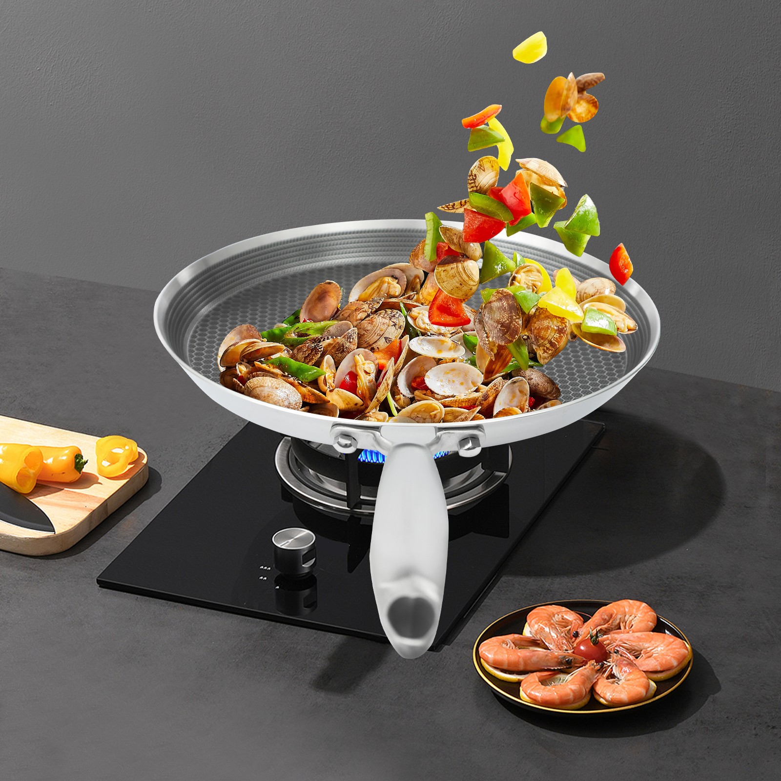 10 Inch Stainless Steel Crepe Pan Non Stick Flat Skillet Pancake Pan Cooking Pan