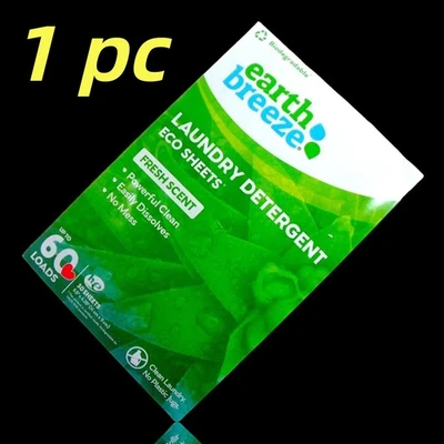 Earth Breeze Laundry Detergent Eco-Sheets (60-Loads) Fresh Scent, US, New