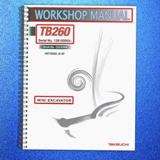 TAKEUCHI TB260 MINI EXCAVATOR WORKSHOP MANUAL - COIL BOUND, COVERS, XL FOLDOUTS!