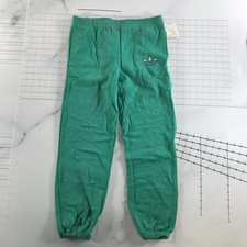 Vintage Adidas Sweatpants Boys Medium Green Fleece Elastic Waist Trefoil Logo