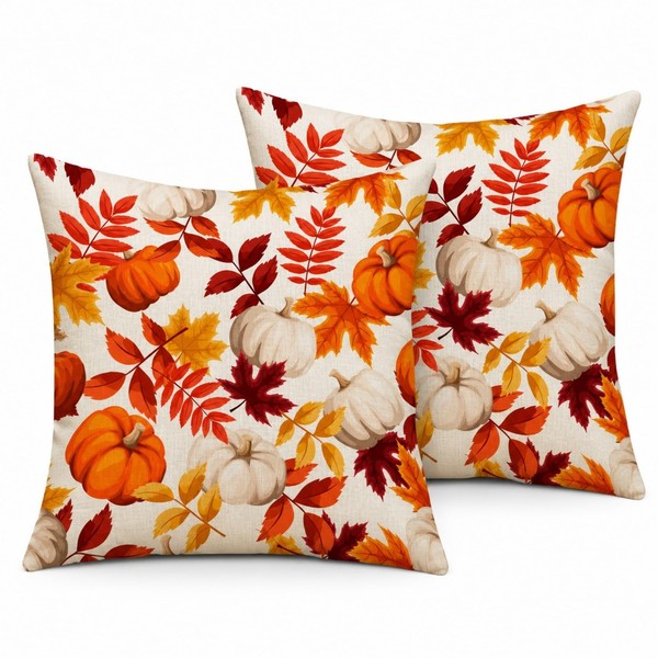 Herbst Kissenbezug Set 40X40 Cm KüRbis BläTter Deko Sofa Wohnzimmer Herbstdeko-image