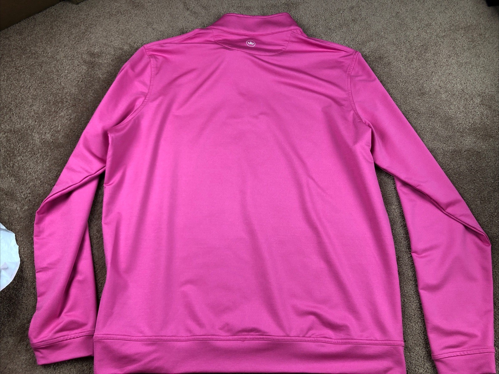 Peter Millar Solid Pink 1/4 Zip Pull Over Size La… - image 3