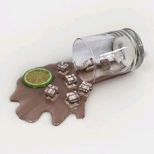 Faux Food Prop Spilled Rum And Coke Cocktail With Lime And Ice Display 