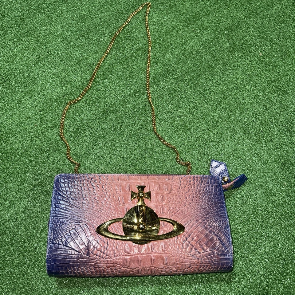 Vivienne Westwood Classic Orb Two Tone Pink/Blue Cross Clutch Bag Women’s Rare* - Image 2 of 4