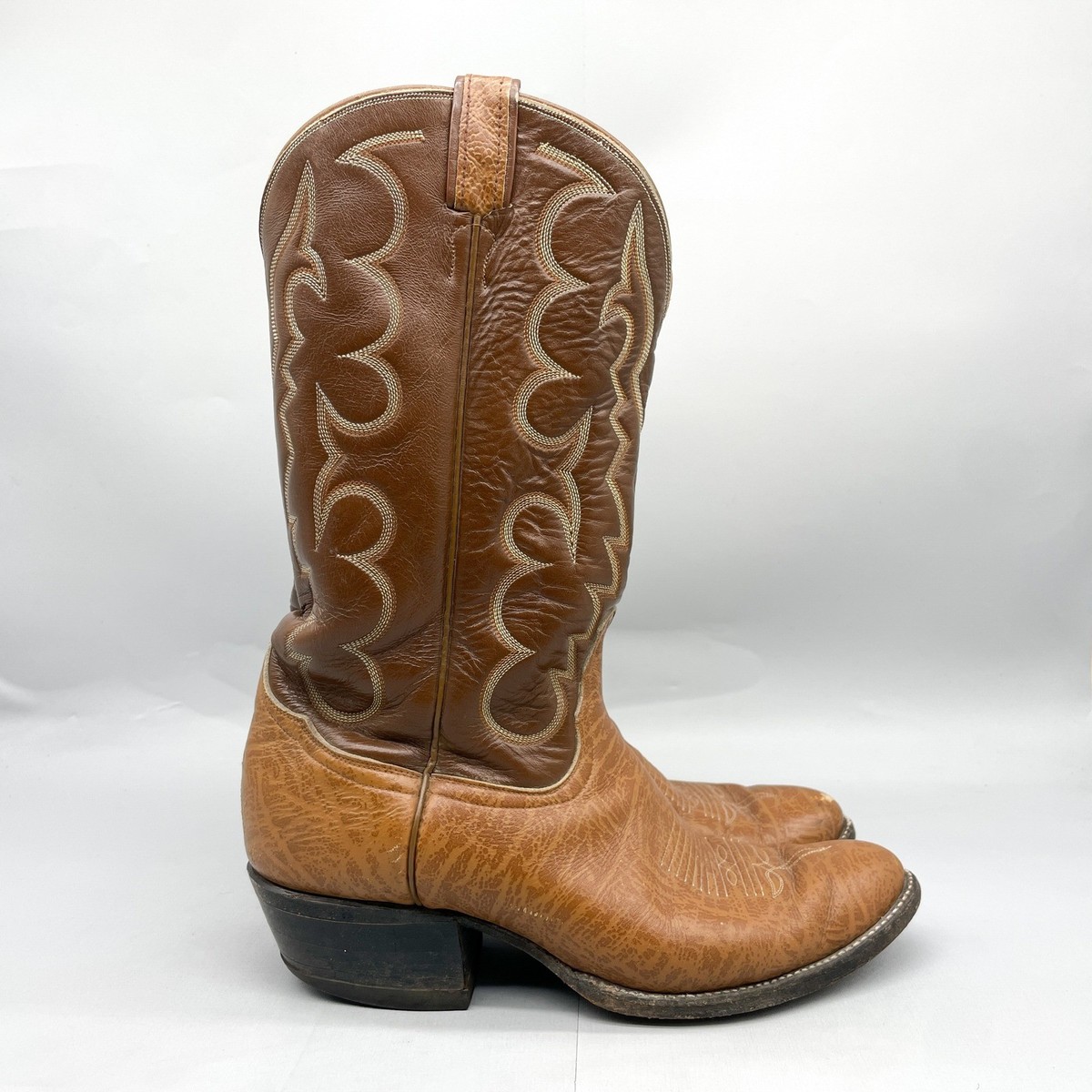 Tony Lama 8052 Mens 10 D Two Tone Brown Leather Western  display picture 3
