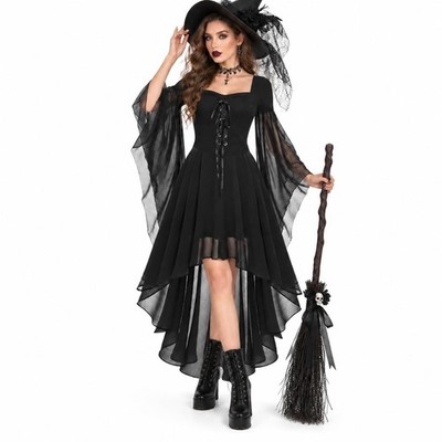 Witch Costume Women Halloween Dresses Adult 2026 Renaissance Medieval Vampire Bu