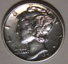 1943 P Mercury Dime 10C Cents Coin Silver, XF/AU!
