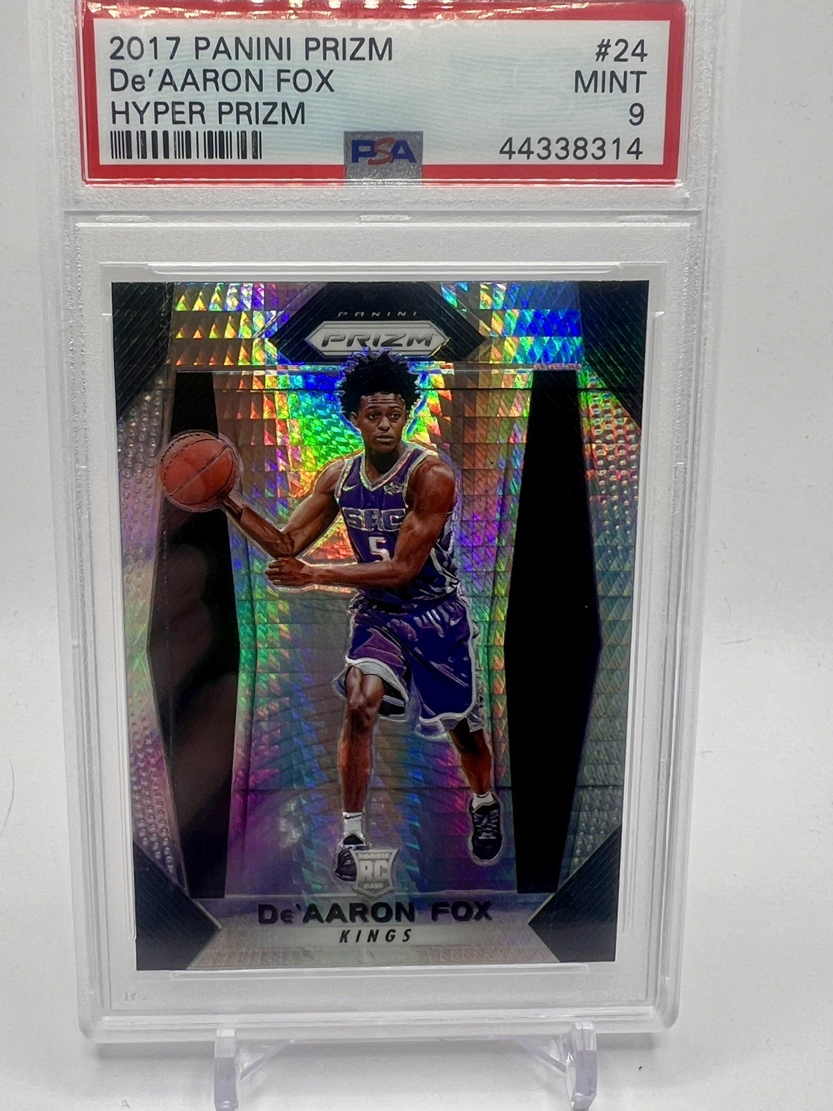 2017-18 PRIZM #24 Deaaron Fox HYPER PRIZM ROOKIE RC PSA 9