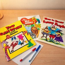 Childrens How To Draw Books Activity 80's-90's Funny Animals People Lot Of 3