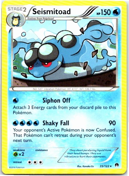 Rare Near Mint Seismitoad 35/122 BREAKpoint Pokemon