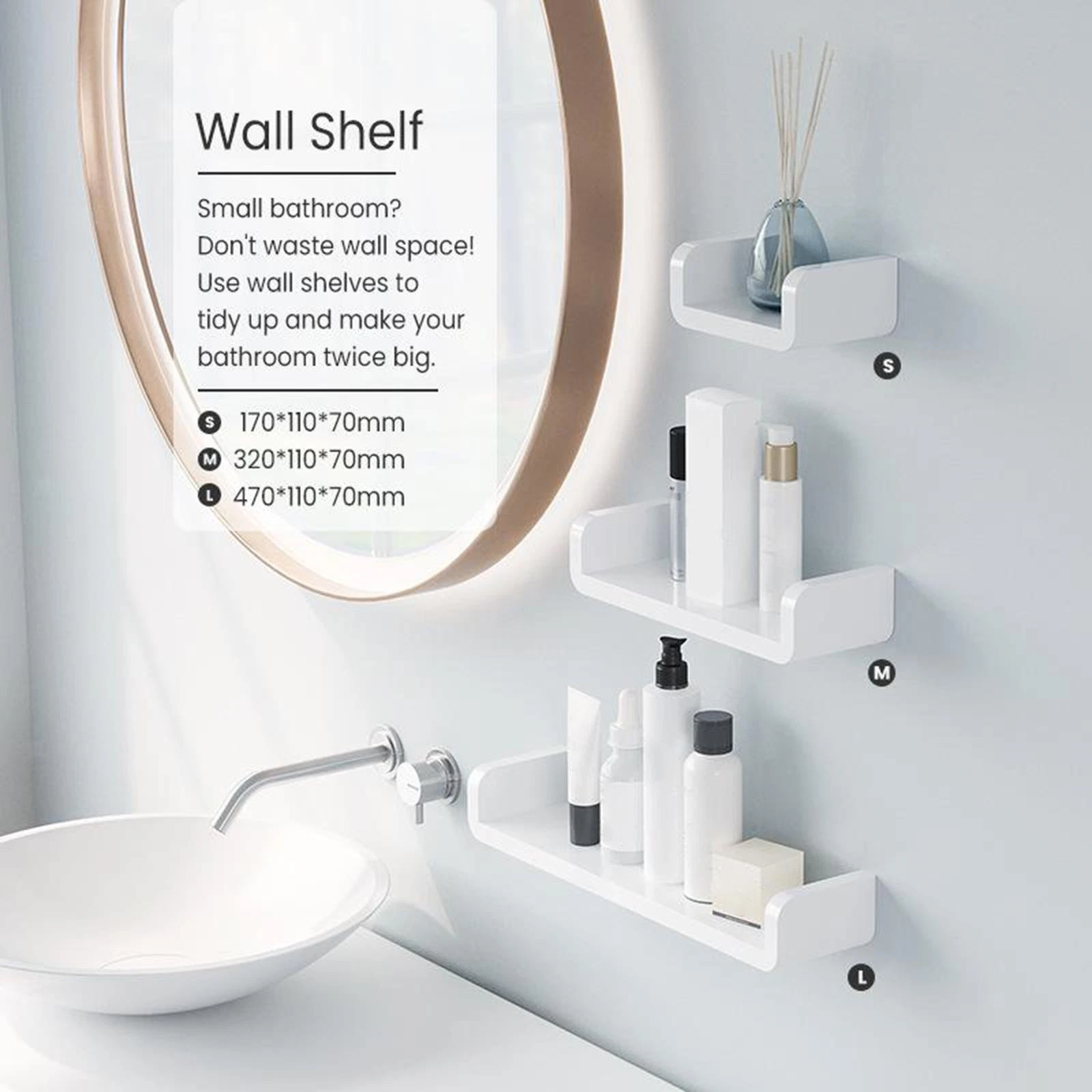 Floating Wall Shelves White U Shaped for Bathroom Display Organizer
Opens in a new window or tab