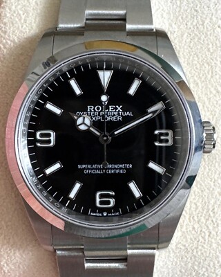 2025 NEW Rolex Explorer 36mm 124270 Oyster Bracelet, Silver Bezel, Black Dial