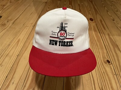 New Yorker Over 60 Years Traditional Deli NY Snapback Cap Hat  Red White Plastic