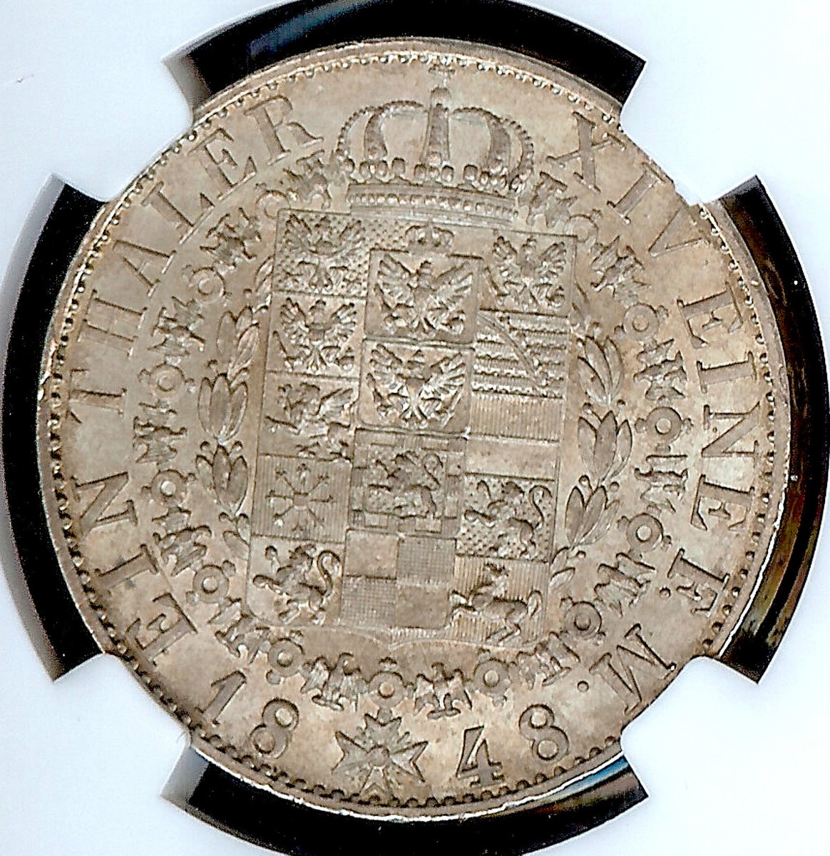 German States Prussia 1848 A Taler Coin Thaler NGC MS 62 F.STG/STG