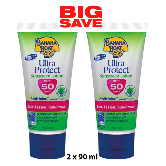 2x90ml Banana Boat Ultra Protect Skin Sunscreen Lotion SPF50/PA+++With
