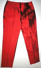 New NWT 8 Designer Womens Italy Dolce & Gabbana Red Silk Pants Trouser 44 Dark 