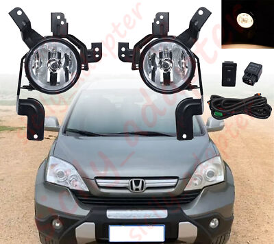 For 2007-2009 Honda CR-V CRV W/ Wire Switch Pair Front Bumper Foglights Lamp Kit
