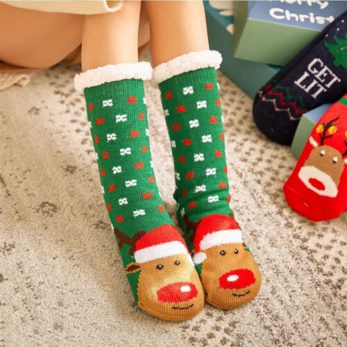 Mid-calf Shoes Non-slip Christmas Sock Slippers Cartoon Floor Sleep Socks - Picture 1 of 18
