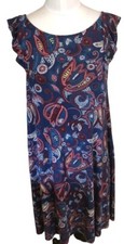 Loft Dress Midi Women Small Sleeveless Floral Paisley Midi Ruffle Open Back EUC