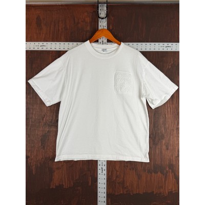 Loewe Anagram Logo Embroidered Debossed Patch Short Sleeve Shirt White Men Large