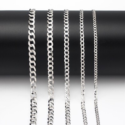 Massive 925 Sterling Silber Panzerkette Herren & Damen Halskette 1 mm bis 7 mm / 16'' bis 26''