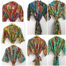 Wholesale lot of 10 Pc Indian Cotton Long Kimono Printed Robe Women Bath Robe