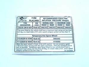 Hsv Vz Clubsport R8 Senator Tyre Placard Suit 19 Inch Wheels Rims Genuine New Ebay