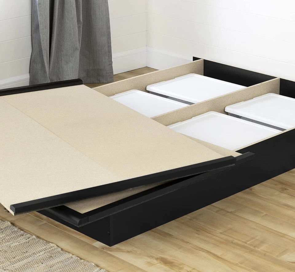 South Shore Step One Platform Bed with Storage, Full 54-Inch, Pure Black - Imagem 3 de 4