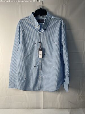NWT Vineyard Vines Men's Blue/White Striped Slim Fiit Whale Shirt, Sz. XL