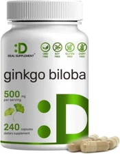 Ginkgo Biloba 500mg 240 Capsules 4 Months Supply for Promotes Brain Function