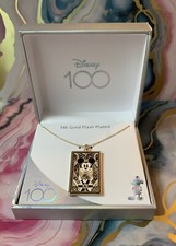 DISNEY 100 Year Anniversary 14k Gold Plated Mickey Mouse Necklace  Pendant NIB