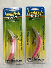 2 luhr jensen kwikfish K14 X-Tree  Rattle “Pink/Pearl” Tough Color