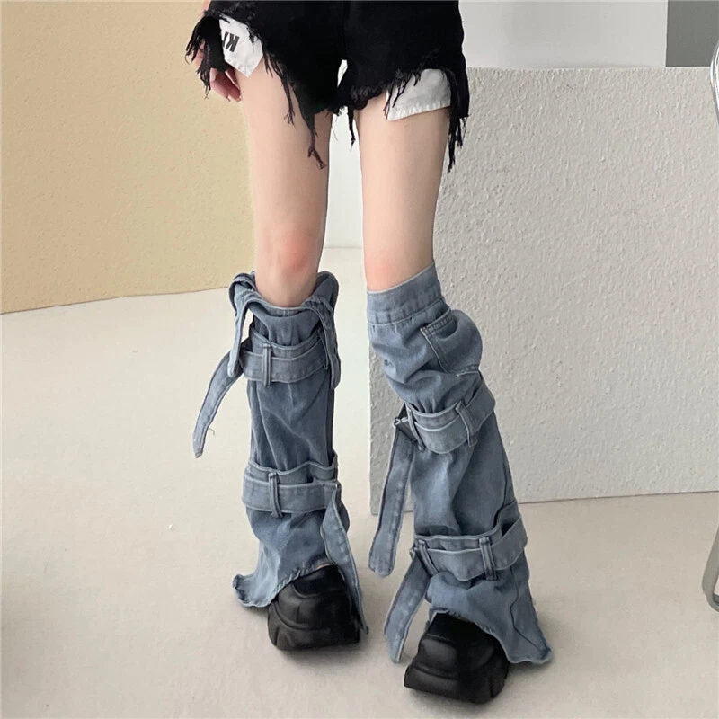 Women lolita harajuku denim socks sweet Leg Warmers Punk Foot Cover Socks