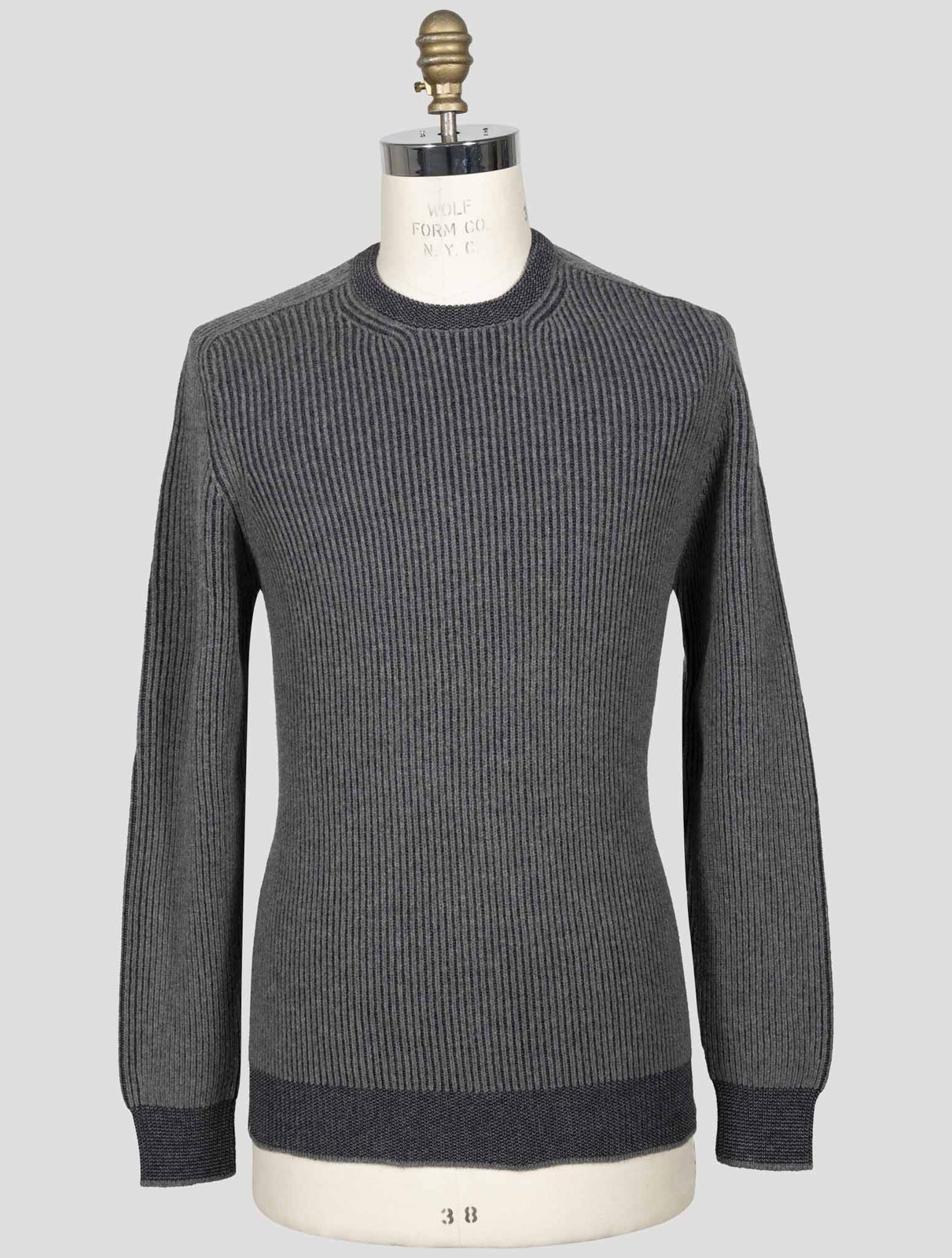 НОВЫЙ СЕРЫЙ ШЕРСТЯНОЙ СВИТЕР ИЗ ШЕЛКА И КАШЕМИРА FIORONI С КРУГЛЫМ ВЫРЕЗОМ ГОРЛОВИНЫ, 40 ДОЛЛАРОВ США - 50 ЕВРО, 650 ДОЛЛАРОВ США