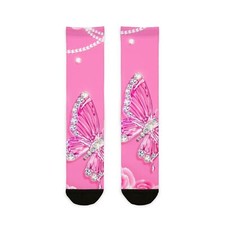 Butterfly Dreams Crew Socks, Vibrant Gift for Her, Cute Fashion Socks, Women's