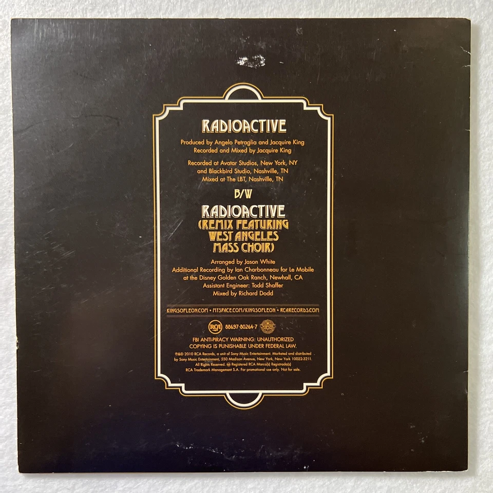 KINGS OF LEON “Radioactive” w/ RARE REMIX 2010 USA LIMITED PROMO 7” VINYL 45 (EX - Image 2 of 4