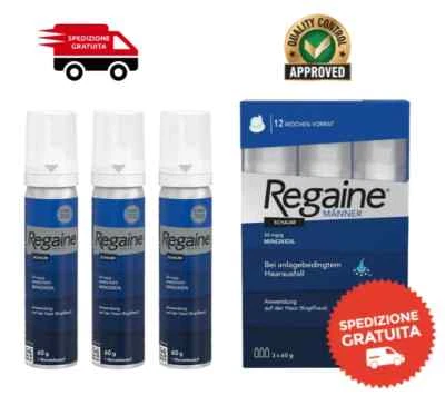 J&J R E G A I N E - 5 Mino-xidil Schiuma Foam (3 MESI BOX) Uomo Ricrescita Capelli
