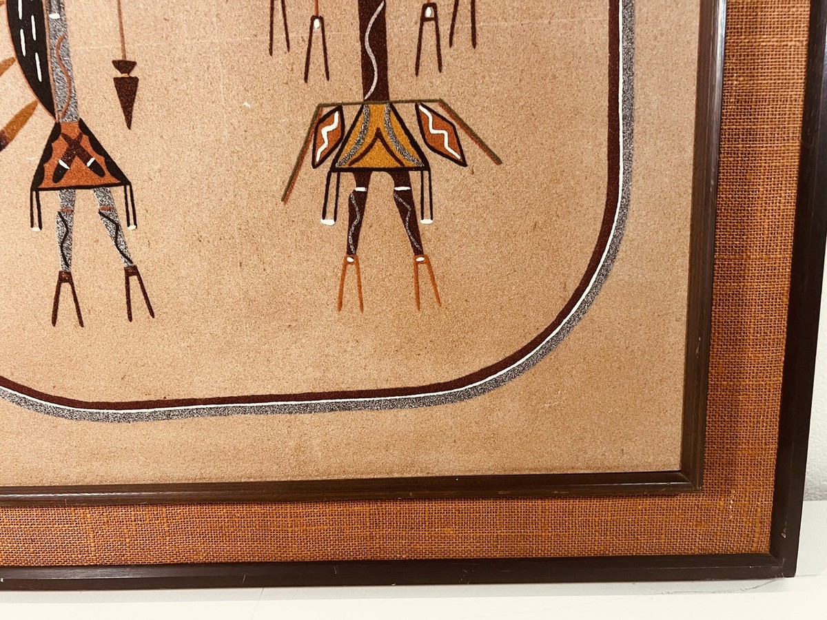 VTG Navajo Sand Art Painting Yei & Guardian HUGE 32”x32” | eBay