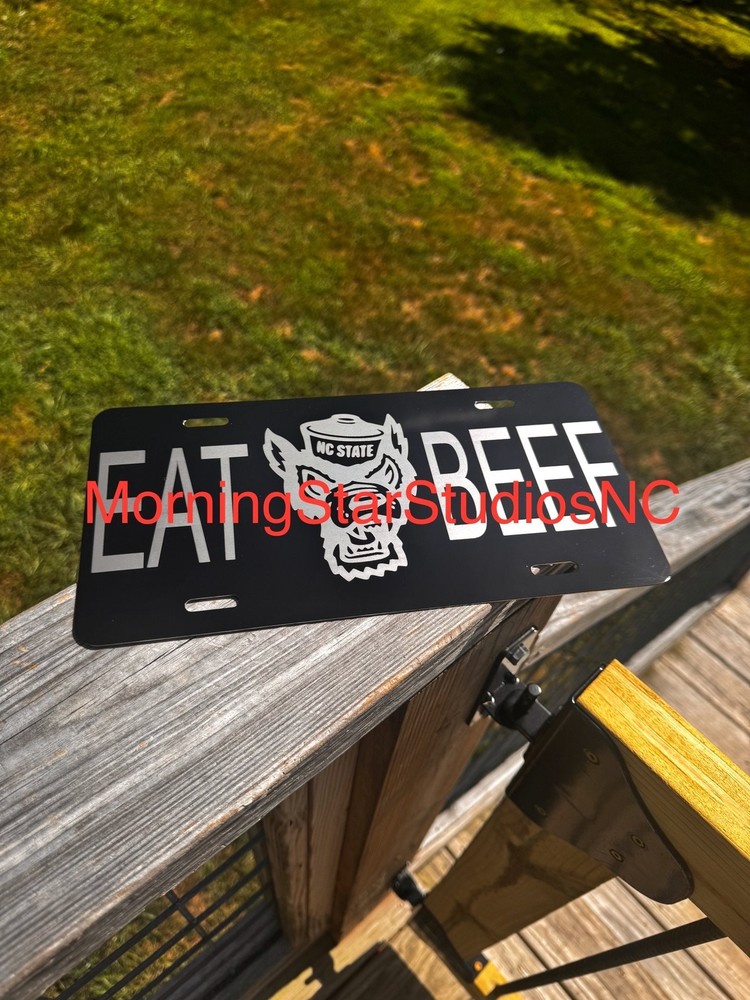 NC State Wolfpack Beef Lover Rep Laser-Etched Aluminum License Plate  