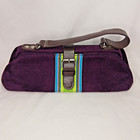 TOMMY HILFIGER Faux Suede Purple Purse color stripes hand bag