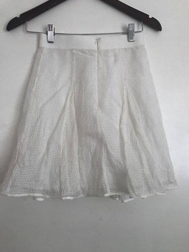 White Suede White Net Mesh A Line Skirt 8 - Picture 4 of 5