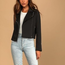 Lulus Living On The Edge Black Moto Jacket Size Xl