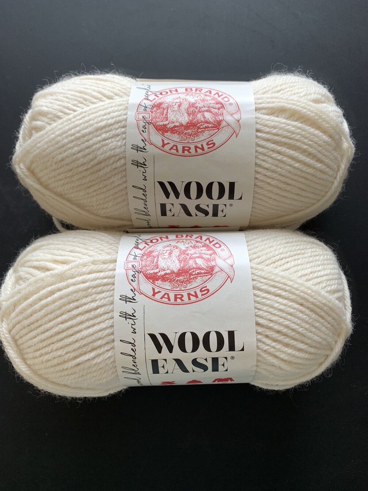 Lion Brand Wool Ease Yarn, Lot of 2 Skeins, 3 oz, 197 yd, Fisherman, Free Ship