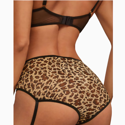 Bragas Leopardo Talle Alto Conjunto Tres Piezas Mujer Elástico Alto Multicolor
