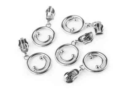 Zipper 5/10 Stück 5mm endlos RV Reißverschlüsse smilie smiley Schieber silber