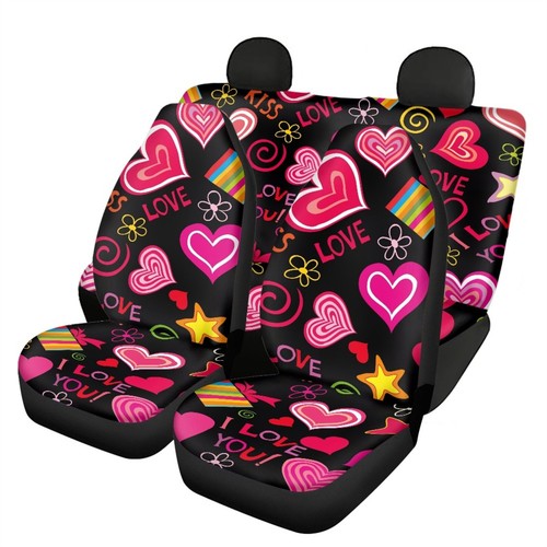 4 Front Car Seat Covers Full Set Rear Split Bench Seat Covers for Universal Fit - Bild 13 von 18